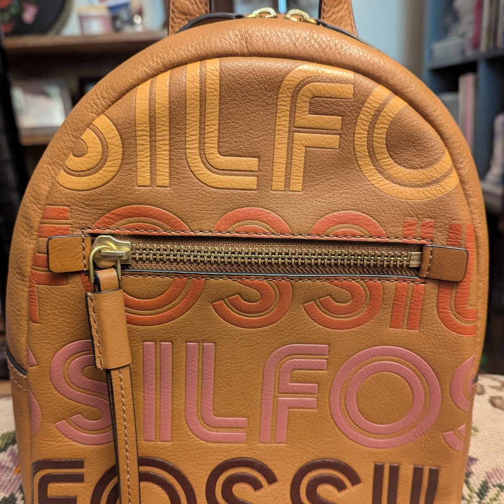 Fossil Tan Leather Backpack